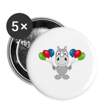 NASHORN - LUFTBALLONS - TIER - KIND - BABY - Buttons klein 25 mm (5er Pack) - Weiß - Vorne