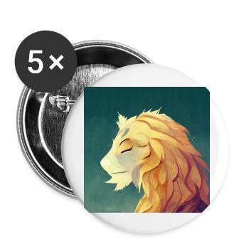 Tête de lion - Lot de 5 petits badges (25 mm) - blanc - Devant
