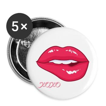 Kiss XOXO - Lot de 5 petits badges (25 mm) - blanc - Devant