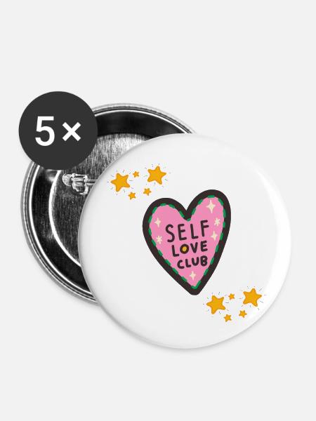 SELBSTLIEBE - Buttons klein 25 mm (5er Pack) - Weiß