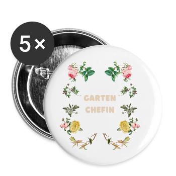 Garten Chefin Blumen Design - Buttons klein 25 mm (5er Pack) - Weiß - Vorne