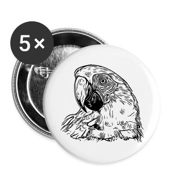 Kakadu Portrait Vintage Oiseau Dessin - Lot de 5 petits badges (25 mm) - blanc - Devant