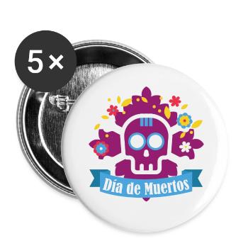 dia de muertos lila - Buttons klein 25 mm (5er Pack) - Weiß - Vorne