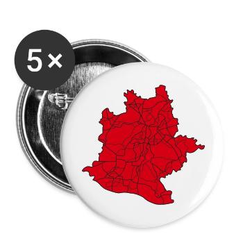 Stuttgart - Karte - Umriss - Baden Württemberg - Buttons klein 25 mm (5er Pack) - Weiß - Vorne
