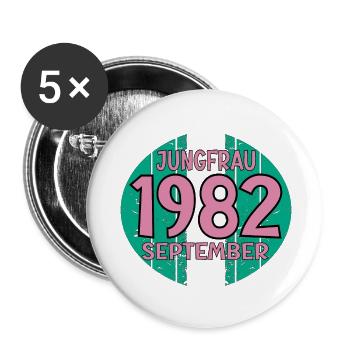 Sternzeichen Jungfrau - September 1982 - Buttons klein 25 mm (5er Pack) - Weiß - Vorne