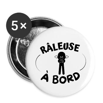 râleuse à bord - Lot de 5 petits badges (25 mm) - blanc - Devant