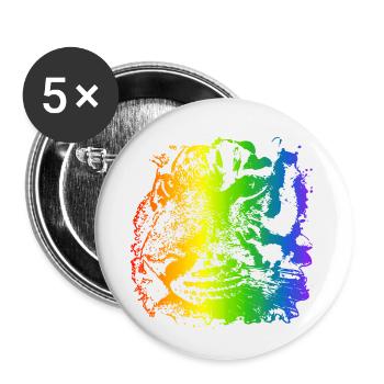 Rainbow Colorful Tiger Face Animal Tiger Face - Buttons small 1''/25 mm (5-pack) - white - Front