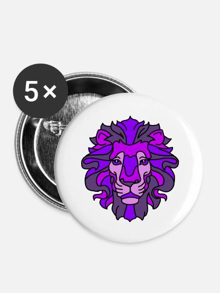 Violettes Löwenmaskendesign - Buttons klein 25 mm (5er Pack) - Weiß