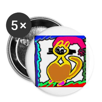 dessin chat triste mais il est heureux - Lot de 5 petits badges (25 mm) - blanc - Devant