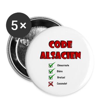 Code Alsacien - Lot de 5 petits badges (25 mm) - blanc - Devant