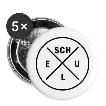 Schule - Buttons klein 25 mm (5er Pack) - Weiß - Vorne
