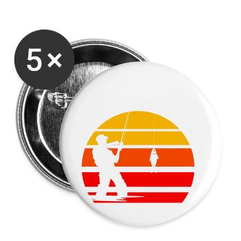 Pêche Pêche Pêcheur Petri Heil Carpe Pêche - Lot de 5 petits badges (25 mm) - blanc - Devant