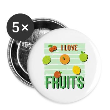 I love Fruits - Buttons small 1''/25 mm (5-pack) - white - Front