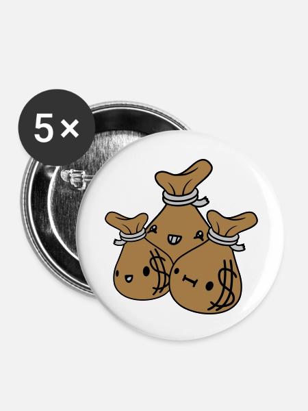 Geldsäcke Freunde Team Crew - Buttons klein 25 mm (5er Pack) - Weiß