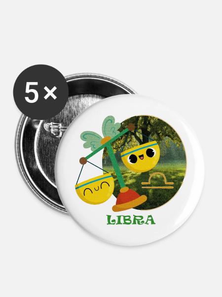Kawaii Libra - Buttons klein 25 mm (5er Pack) - Weiß