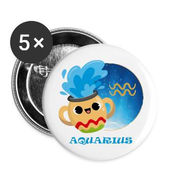 Zodiac sign Aquarius - Buttons small 1''/25 mm (5-pack) - white - Front