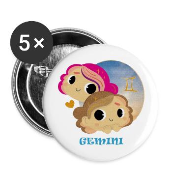 Zodiac sign Gemini - Buttons small 1''/25 mm (5-pack) - white - Front