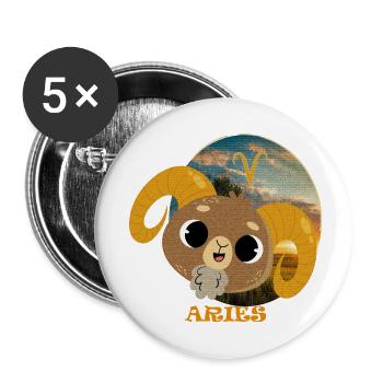 Zodiac sign ARIES - Buttons small 1''/25 mm (5-pack) - white - Front