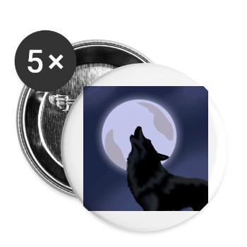 Wolf mit Mond - Buttons klein 25 mm (5er Pack) - Weiß - Vorne