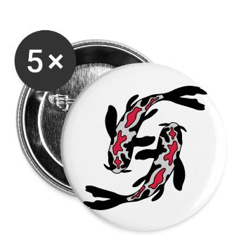 2 Koi Fish Nishikigoi - Buttons small 1''/25 mm (5-pack) - white - Front