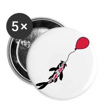 Balloon Koi Fish Nishikigoi - Buttons small 1''/25 mm (5-pack) - white - Front