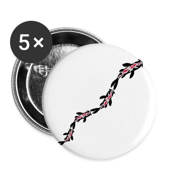 Many Koi Fish Nishikigoi - Buttons small 1''/25 mm (5-pack) - white - Front