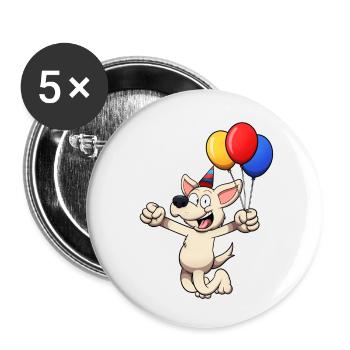 Labrador Dog Celebrating Birthday - Buttons small 1''/25 mm (5-pack) - white - Front