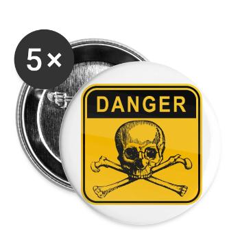 halloween danger totenkopf - Buttons klein 25 mm (5er Pack) - Weiß - Vorne