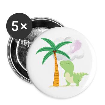 Süßer Dino unter Palme 💗 Design für die Familie - Buttons klein 25 mm (5er Pack) - Weiß - Vorne