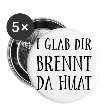 Lustige Sprichwörter aus Bayern - Buttons klein 25 mm (5er Pack) - Weiß - Vorne