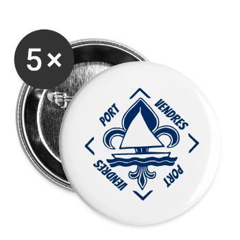 Port Vendres Pyrénées Orientales Occitanie France - Lot de 5 petits badges (25 mm) - blanc - Devant
