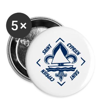 Saint Cyprien Pyrénées Orientales Occitanie France - Lot de 5 petits badges (25 mm) - blanc - Devant