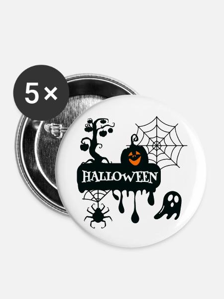 Halloween-Party - Buttons klein 25 mm (5er Pack) - Weiß