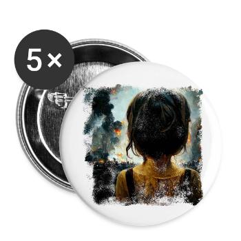 Kid in war looking at explosion 2 AI painting - Buttons klein 25 mm (5er Pack) - Weiß - Vorne