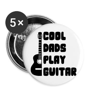 Coole Väter spielen Gitarre. Vadardag # - Buttons klein 25 mm (5er Pack) - Weiß - Vorne