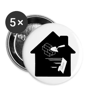 Bricklayer plasterer company logo - Buttons small 1''/25 mm (5-pack) - white - Front
