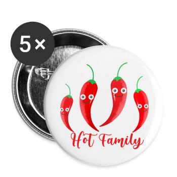 hot family,chilli,familie,hot,gemüse - Buttons klein 25 mm (5er Pack) - Weiß - Vorne
