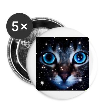 big eyes cat - Buttons small 1''/25 mm (5-pack) - white - Front