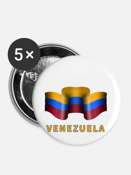 Venezuela - Buttons klein 25 mm (5er Pack) - Weiß