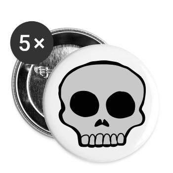 Squelette de crâne cool design - Lot de 5 petits badges (25 mm) - blanc - Devant