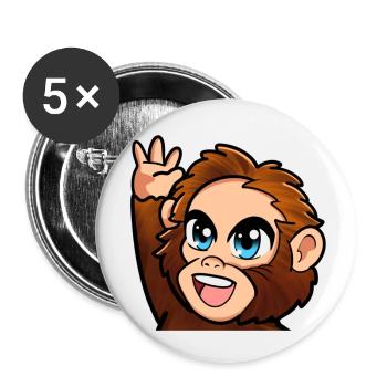High Five Affe - Buttons klein 25 mm (5er Pack) - Weiß - Vorne