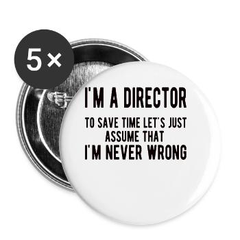 Fier directeur appréciation directeur cadeau - Lot de 5 petits badges (25 mm) - blanc - Devant