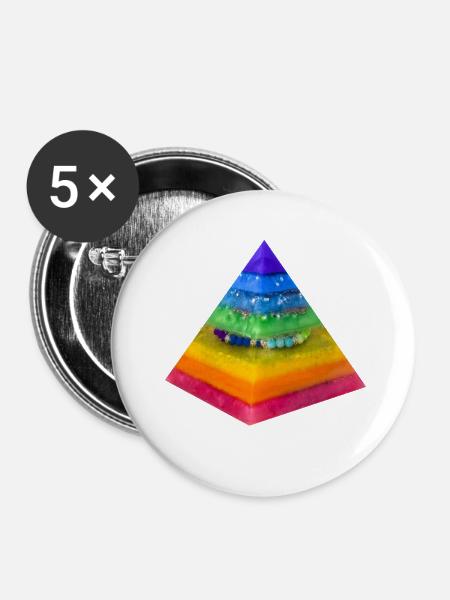 Regenbogen- Dimension Pyramide - Buttons klein 25 mm (5er Pack) - Weiß