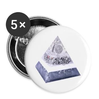Flower of Life Pyramid - Buttons small 1''/25 mm (5-pack) - white - Front