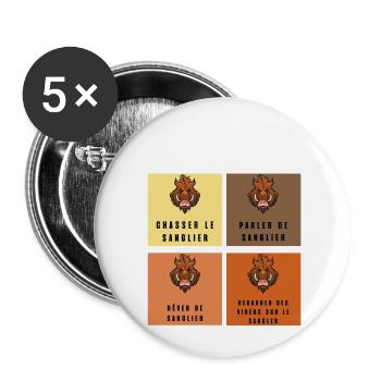 ce que je fais durant mon temps libre sanglier - Lot de 5 petits badges (25 mm) - blanc - Devant