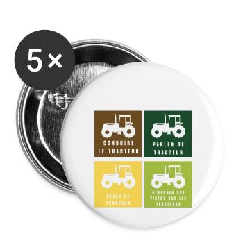 ce que je fais durant mon temps libre tracteur - Lot de 5 petits badges (25 mm) - blanc - Devant