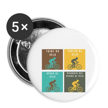 ce que je fais durant mon temps libre vélo - Lot de 5 petits badges (25 mm) - blanc - Devant