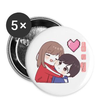 Anime, Toi et Moi - Lot de 5 petits badges (25 mm) - blanc - Devant