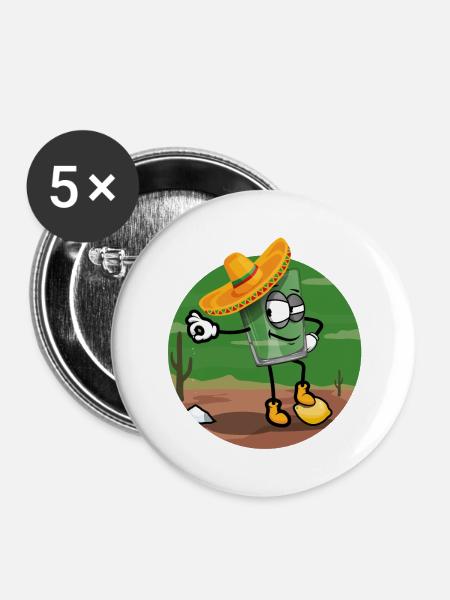 Tommy Tequilla - Buttons klein 25 mm (5er Pack) - Weiß