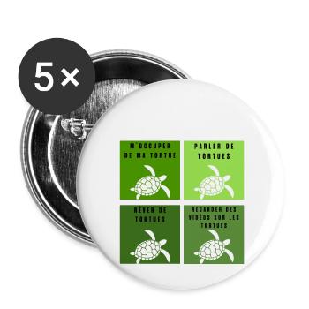 ce que je fais durant mon temps libre tortue - Lot de 5 petits badges (25 mm) - blanc - Devant